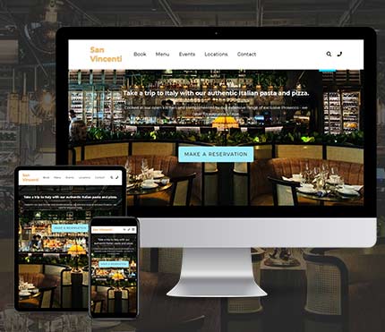 Different sized devices displaying the website created for San Vincenti